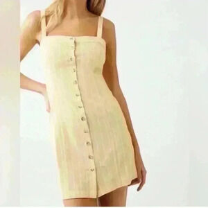 NWOT Summer Sunny Yellow Mini Dress Button Front Size Small